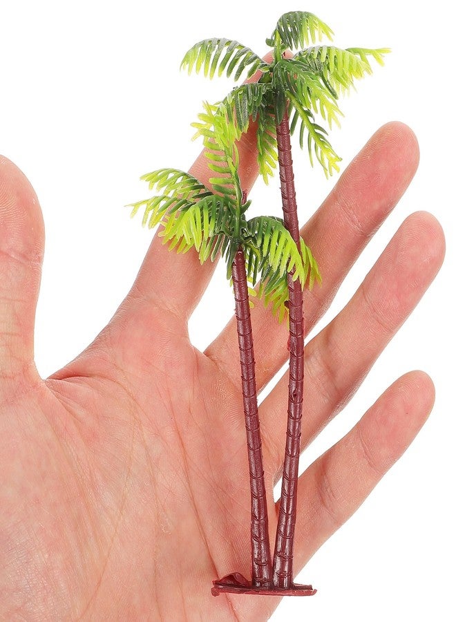 SHINEOFI 5pcs Miniature Palm Tree Decor, Artificial Tropical Coconut for Micro Landscape Plastic Palm Trees for Cake Topper Aquarium Diorama Supplies - Image 2